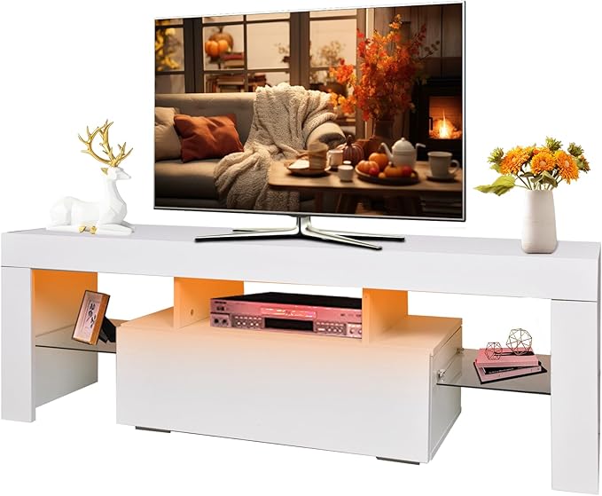 TV Stand for 43 Inch TV, Morden TV Console Table Entertainment Center with 4 Storage,