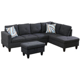 L-Shaped Sectional Sofa Set 3-Piece Luxurious Flannelette 5-seat Couches with Ottoman