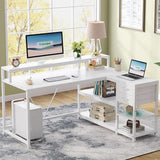 Reversible 55-inch L Shaped Desk with Drawer, Modern L Corner Desk Home Office