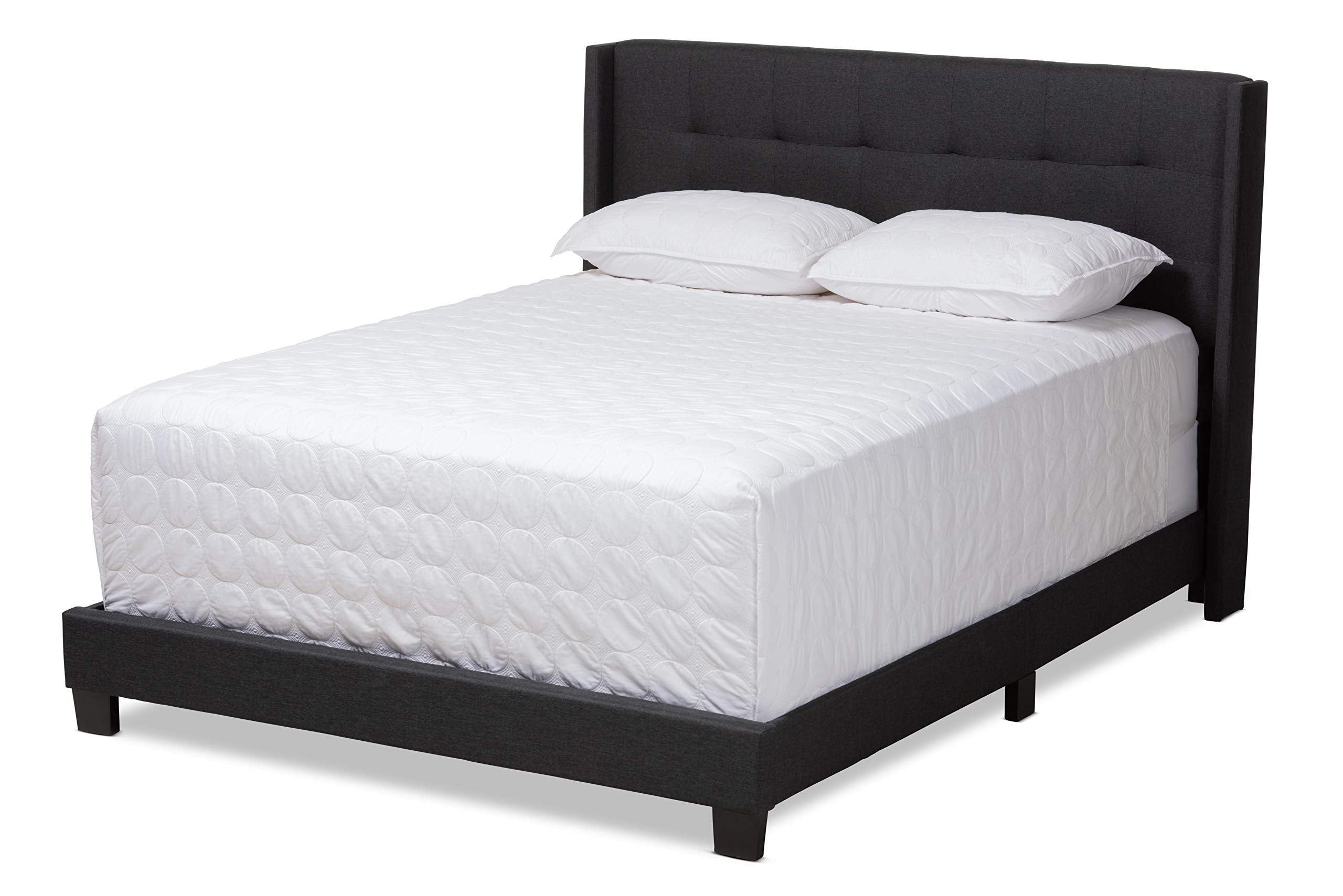 Baxton Studio Beds (Box Spring Required), King, Charcoal Grey