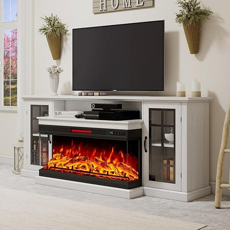 Fireplace TV Stand with 3-Sided Glass Electric Fireplace