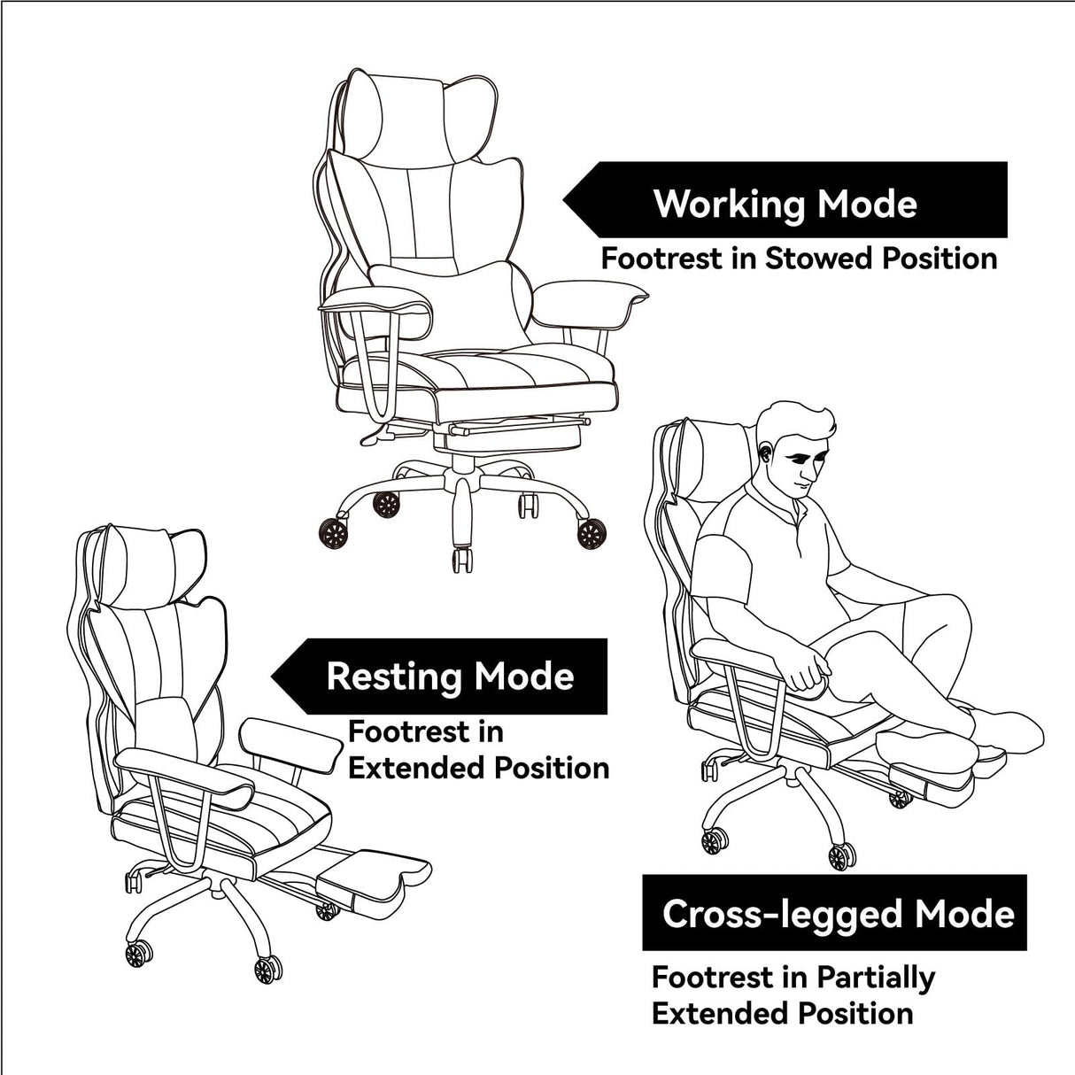 Desk Office Chair 400LBS, Big and Tall Office Chair, PU Leather Computer Chair, Executive