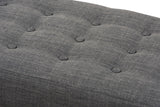 Elia Mid-Century Modern Walnut Wood Dark Grey Fabric Button-Tufted