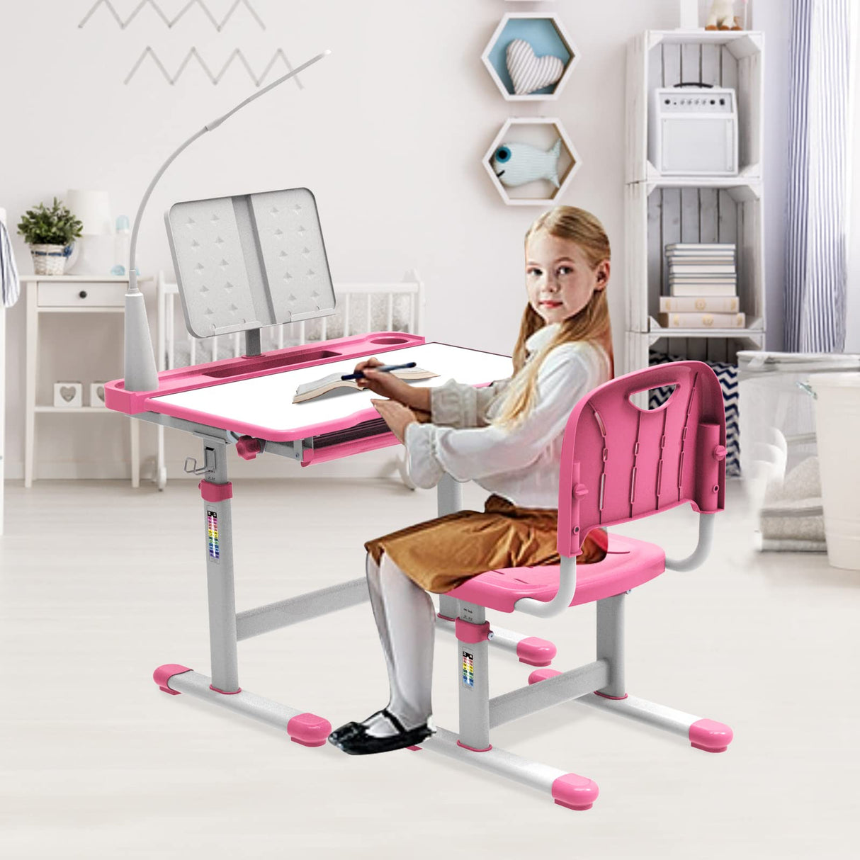 Desk and Chair Set Multi Functional School Desk for Kids 5-8 Years Kids Study Desk