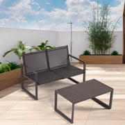 Textilene Outdoor Couch Patio Sofa, Patio Loveseat with Coffee Table, Coversation Set