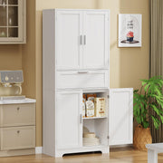 H Tall Storage Cabinet, Pantry Cabinet with 1 Large Drawer & 2 Adjustable Shelves,Tall Cabinet, Freestanding Cupboard