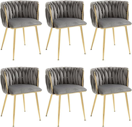 Velvet Dining Chairs Set of 4, Modern Upholstered Dining Chairs with Gold Metal Legs for