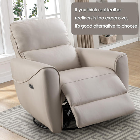 Electric Swivel Rocker Recliner, Power Recliner Swivel Glider with Lumbar Support