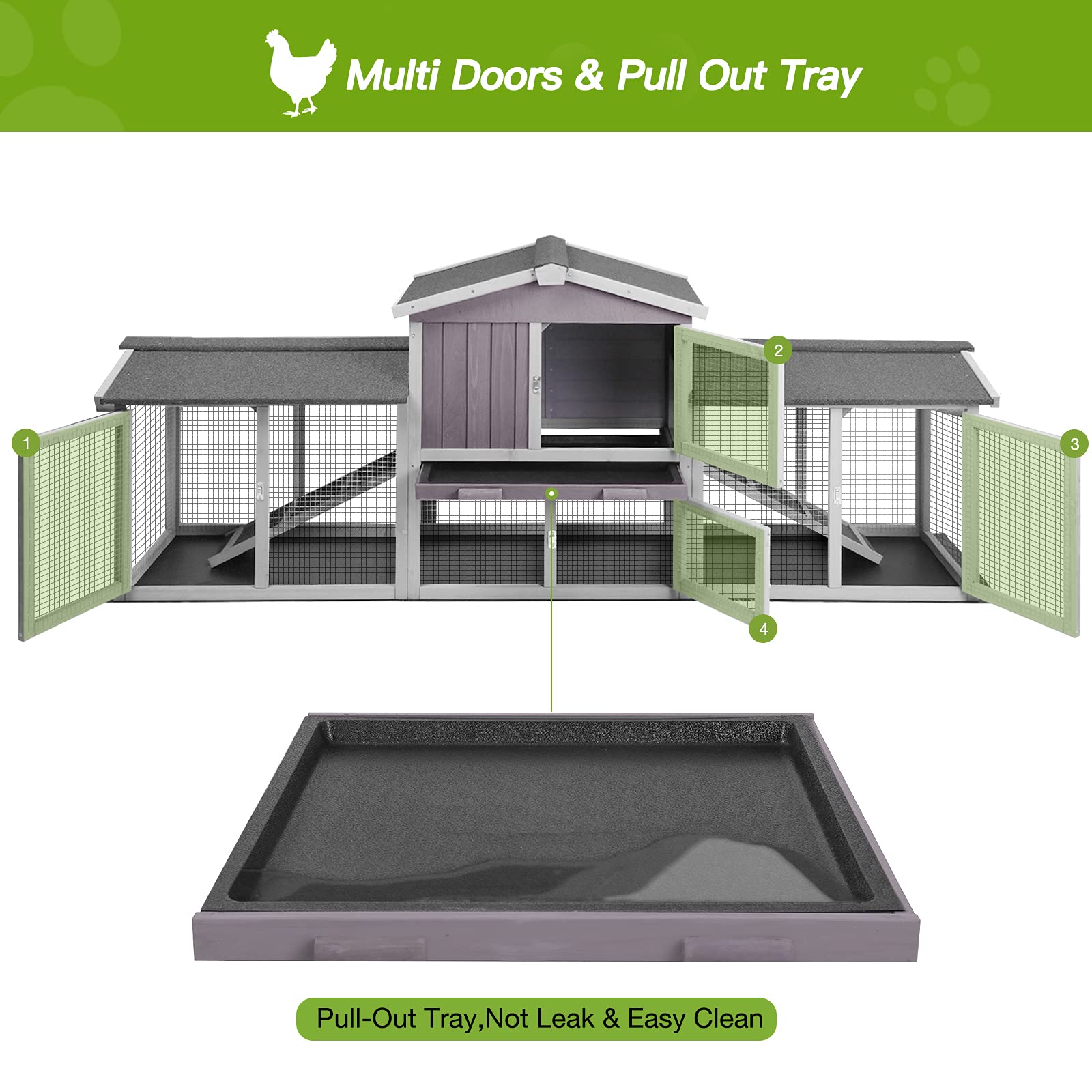 Rabbit Hutch Indoor Outdoor Bunny Cage with Large Run,Chicken Coop