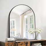 Bathroom Mirror, 30"x48" Black Arched Mirror for Bathroom, Wall Mounted Mirror, Black Vanity Wall Mirror w/Metal Frame for Bedroom, Entryway, Living Room, Vertically Hanging