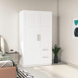 White Two Doors Two Drawers Big Wardrobe Closet Bedroom Armoires