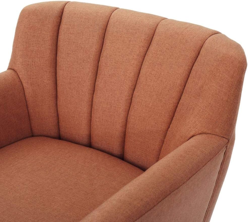 Merel Mid-Century Modern Fabric Club Chair, Orange / Natural 27.6D x 28.3