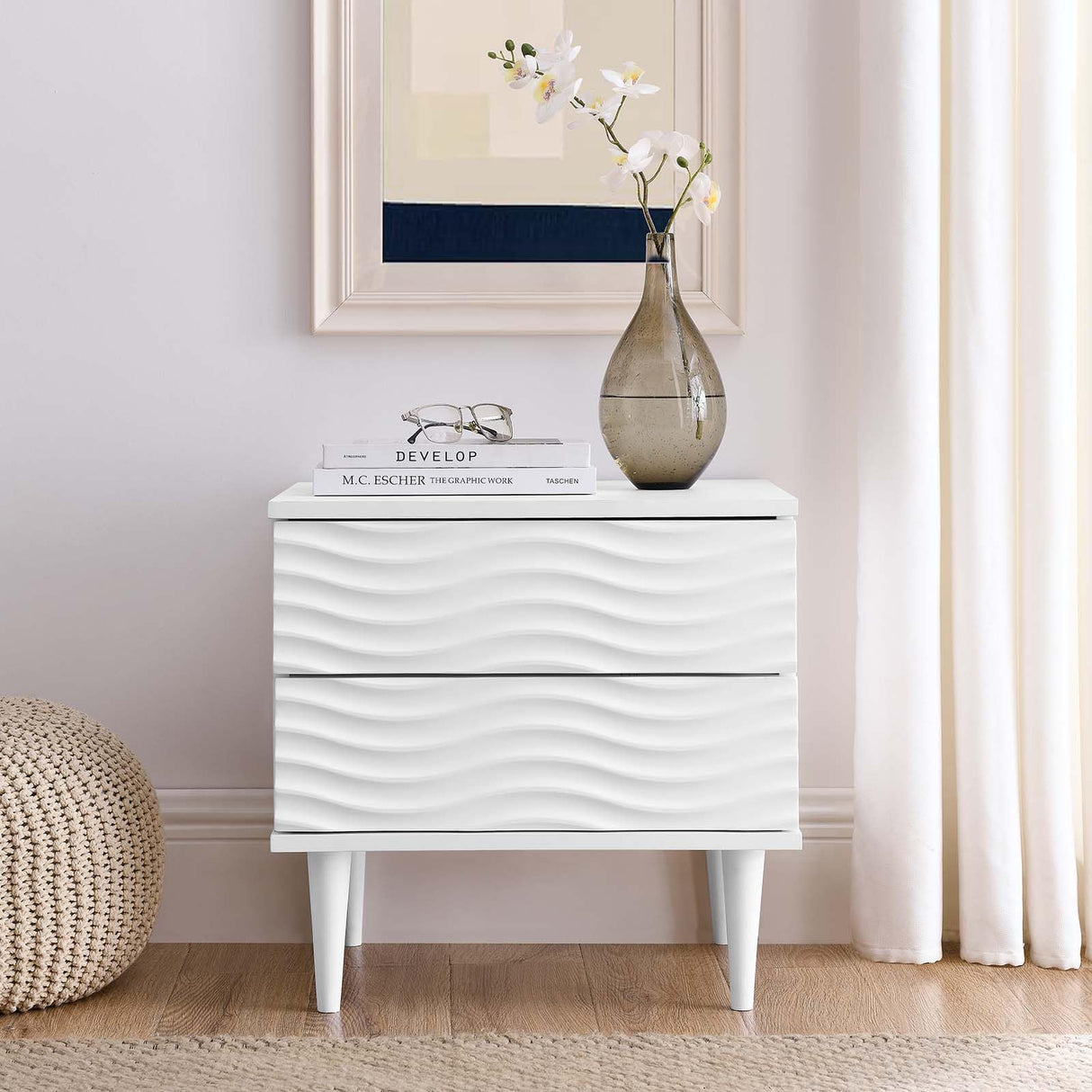 Modern 2-Drawer Bedside Accent Table Nightstand