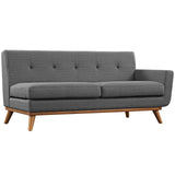 Engage Right Arm Loveseat in Mid-Century Modern Upholstered Fabric Gray