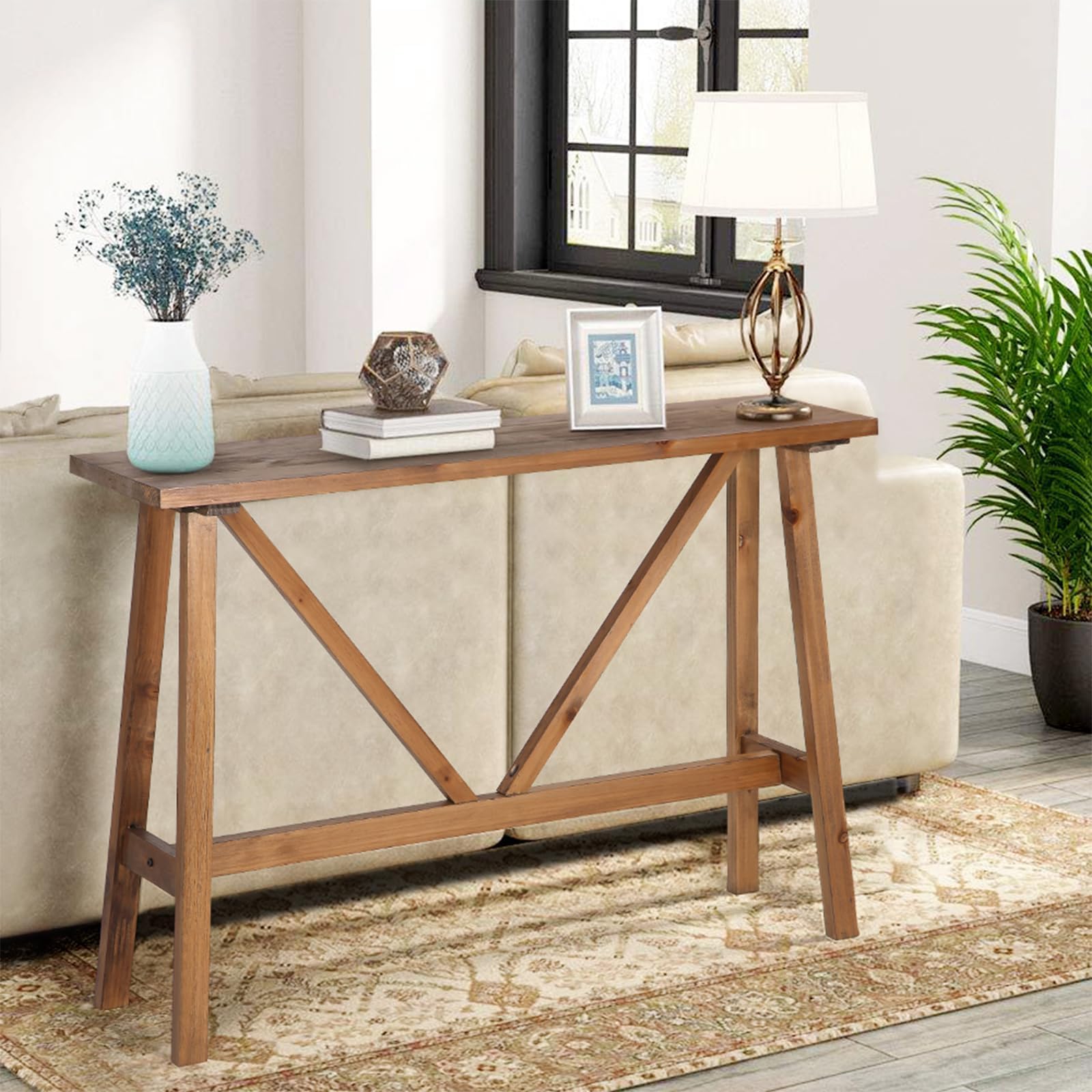 43" Farmhouse Solid Wood Console Table - Rustic Entryway Hallway Sofa Table