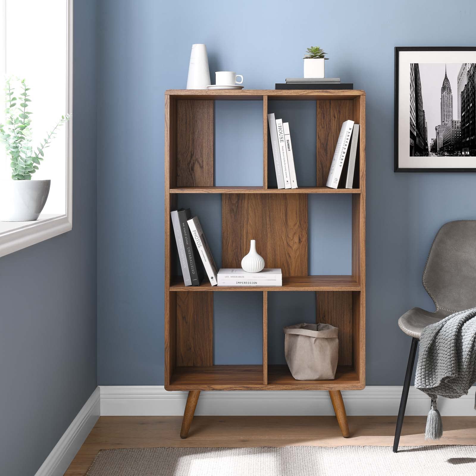 EEI-5743-WAL Transmit 31" Wood Bookcase, Walnut