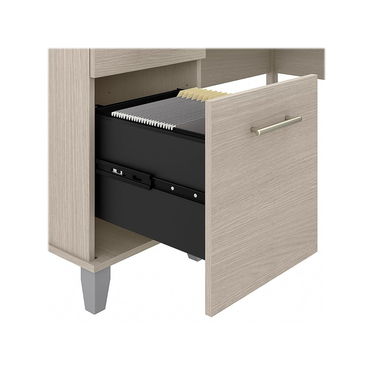 Somerset L-Shaped Desk with Storage Study Table with Drawers in Sand Oak