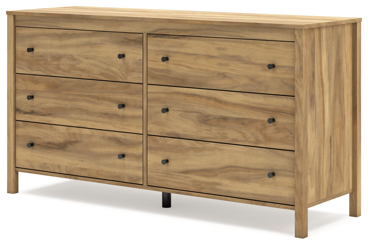 Bermacy Casual 6-Drawer Dresser with Safety Stop, Light Brown