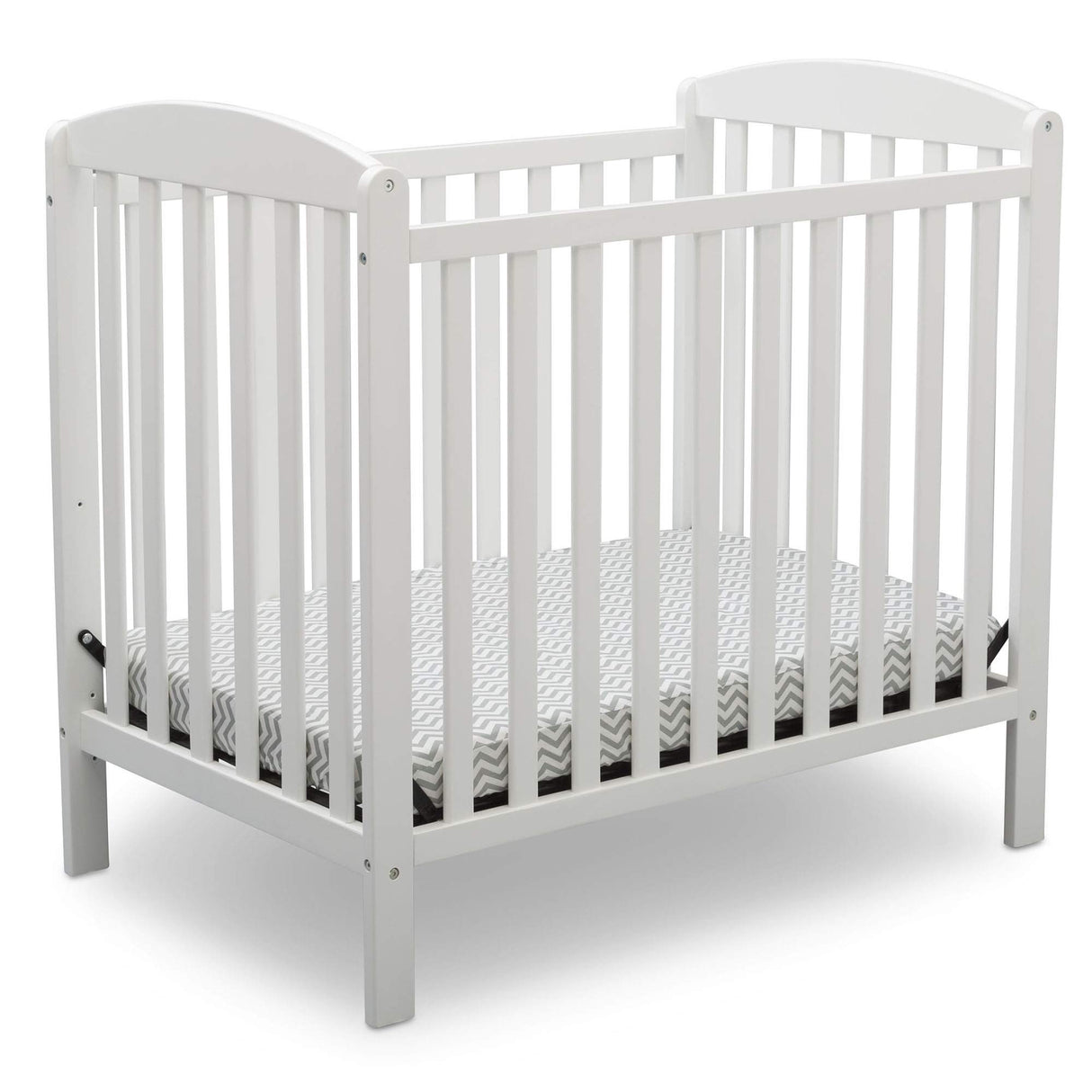 Emery Mini Convertible Baby Crib with 2.75-inch Mattress, Bianca White