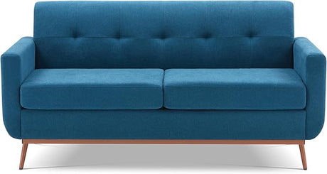 65" W Loveseat Sofa, Mid Century Modern Love Seat Couches for Living Room, Button Tufted Upholstered Small Couch for Small Spaces, Bedroom, Apartment, Easy to Install Love Seats, Dark Grey