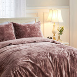 CAROMIO Velvet Duvet Cover Set, Luxurious Breathable Bedding Set with Corner Ties, Lightweight Comforter Cover for All Season, Dusty Pink, Queen(90" X 90")