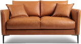 Jasper 85" Cognac Tan Brown 3 Seater Full Leather Couch | Mid Century Leather Sofa