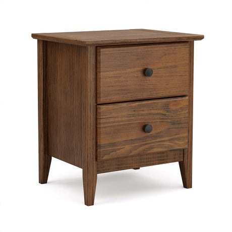 Greenport 2-Drawer Bedroom Nightstand, Solid Wood with Brushed