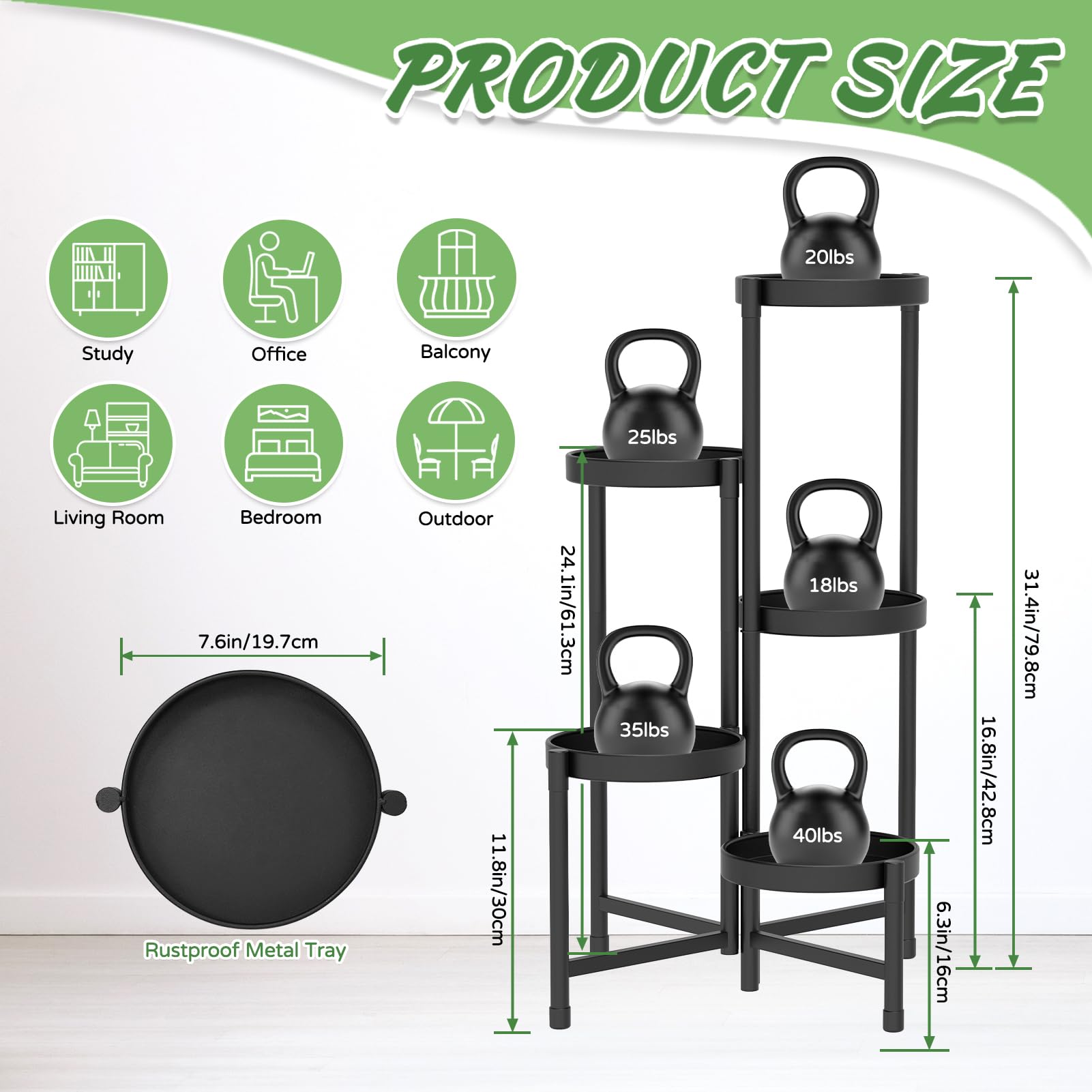Foldable 5-Tier Metal Plant Stand Space Saving Corner Shelf