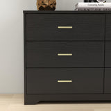 6 Drawer Wood Dresser, Wood Lateral Chest of Drawers Storage Organizer with Wide