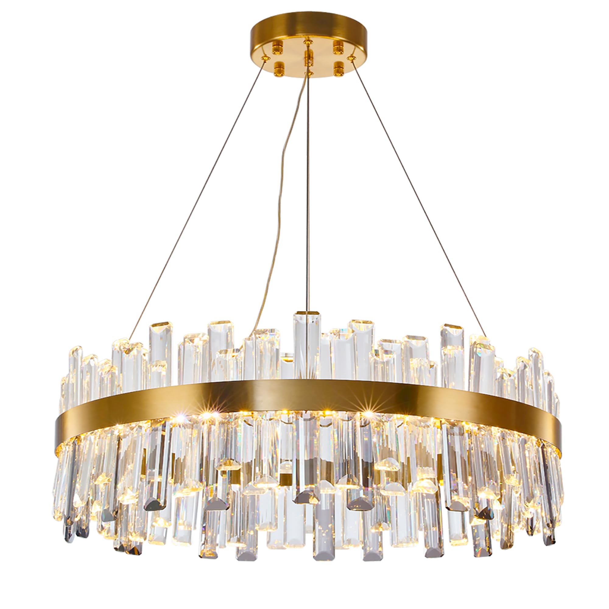 Modern Crystal Chandelier, Luxury LED Gold Chandelier Plated Crystal Hanging