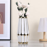 White Gold Ceramic Home Decor Vase, Modern Flower Vase Decoration