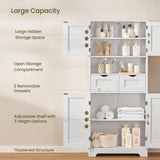 Tall Storage Cabinet, Bathroom Cabinet with Doors & Adjustable Shelves, Linen Cabinet with 2 Drawers