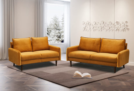 Loveseat Mid-Century Modern Sofa Tufted Couch with Wooden Legs for Living Room - Ginger