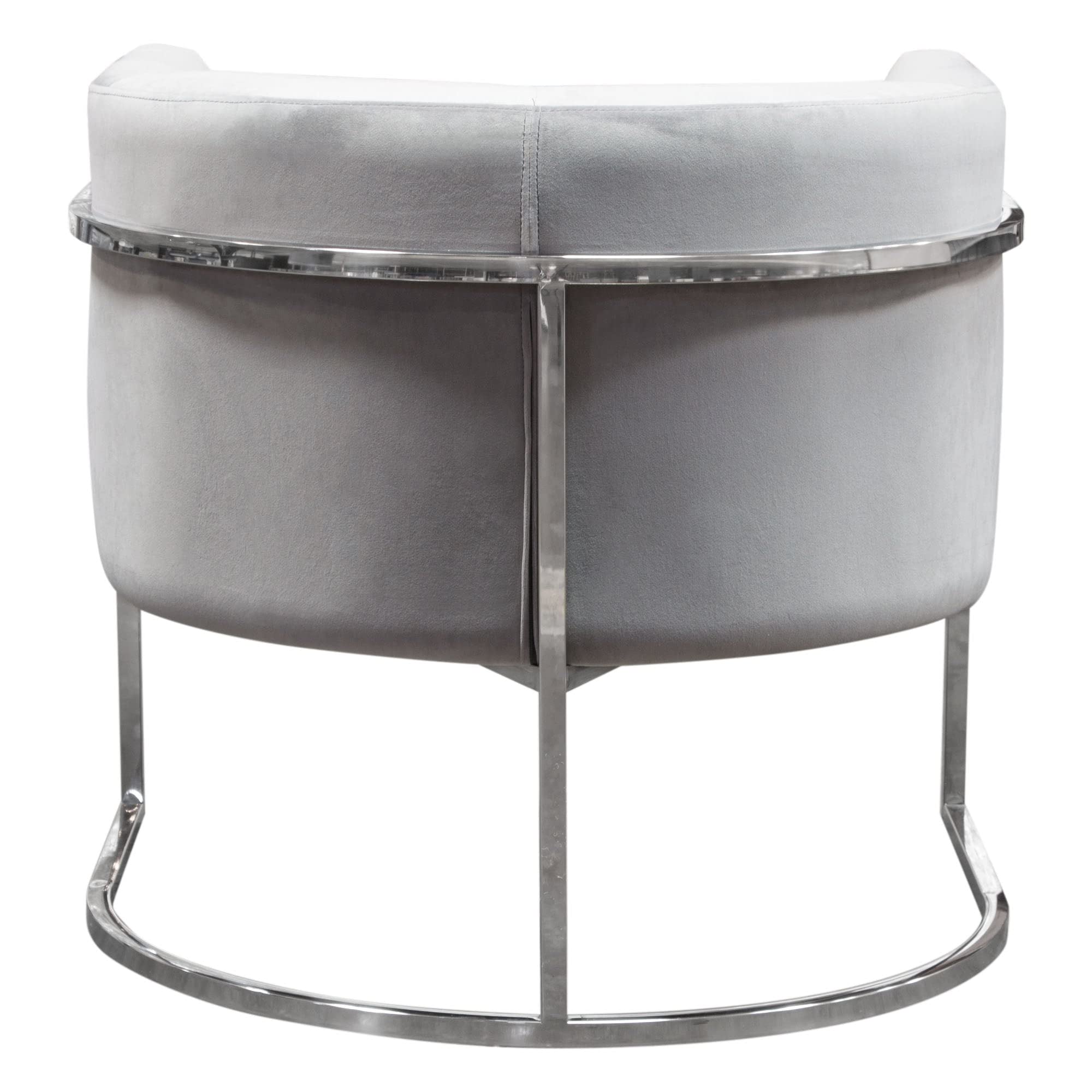Accent Chair with Stainless Steel Frame in Grey Velvet