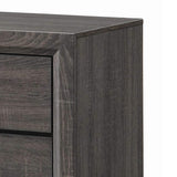 Nightstand with 2 Drawers and Chamfered Legs, Gray and Black
