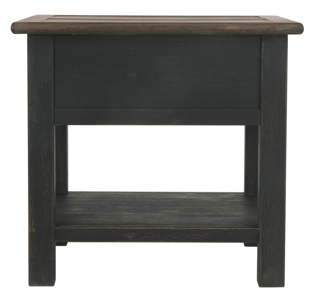 Tyler Creek Rustic End Table with Storage Drawer and Fixed Shelf, Brown & Black