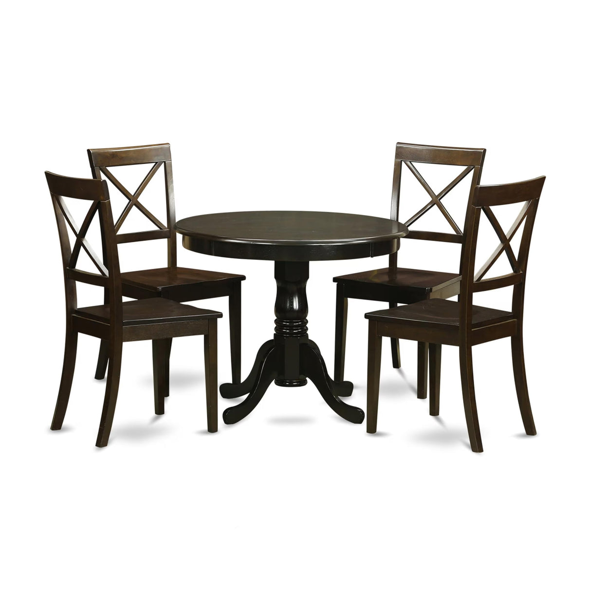 HLBO5-CAP-W 5 Piece Kitchen Table Set for 4 Includes a Round Dining Table with Pedestal and 4 Dining