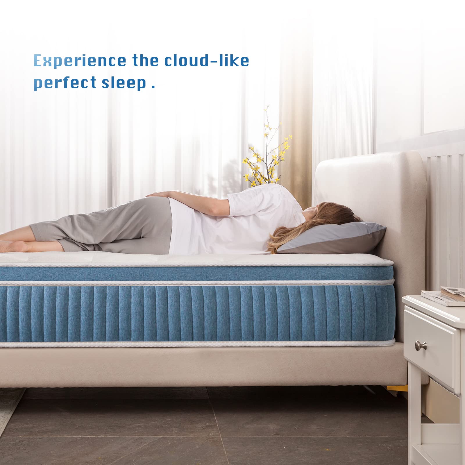 King Mattress, 14 Inch Hybrid Mattress in a Box, Gel Foam Mattress