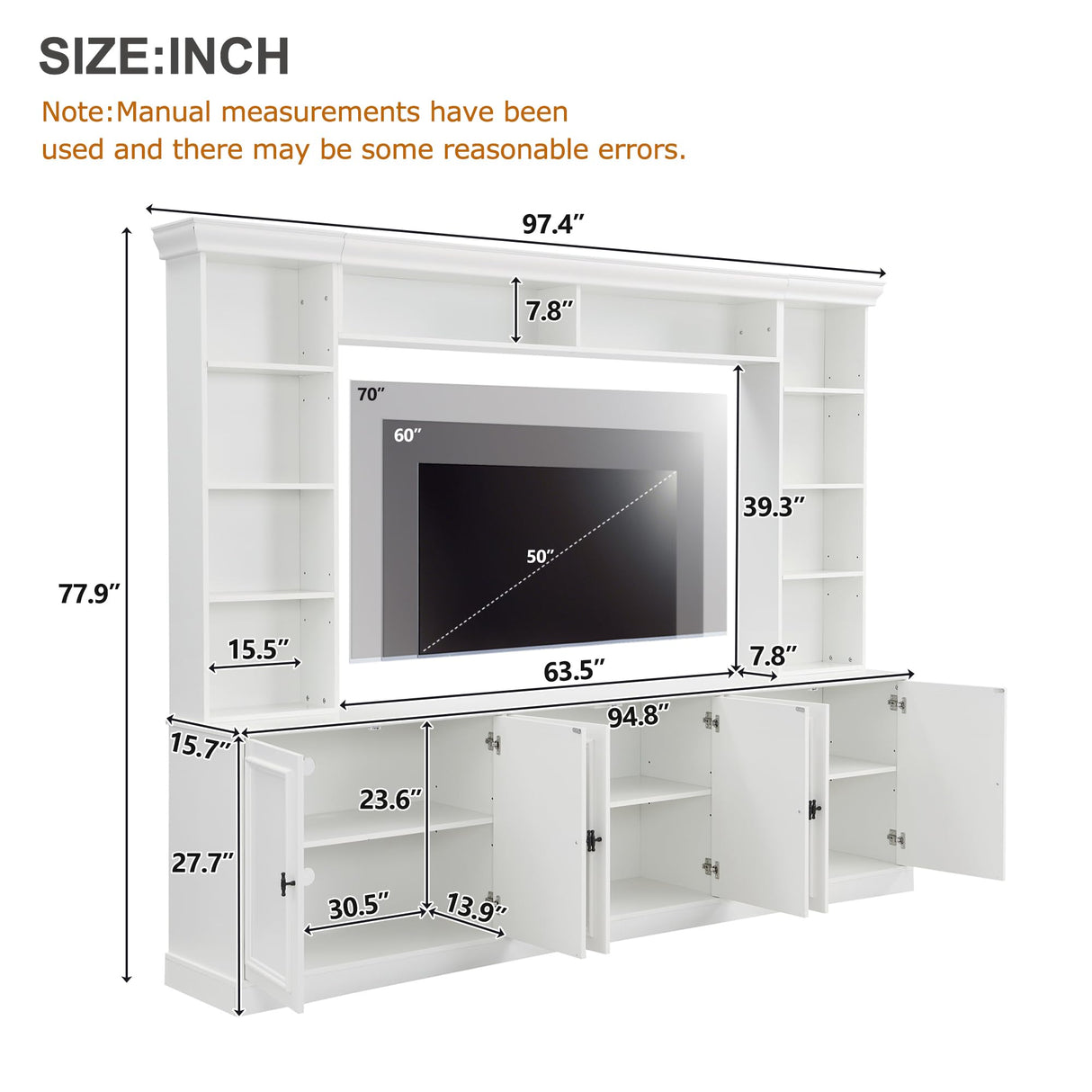 4-Piece Entertainment Center Wall Unit for TVs up to 70"