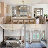 BOKT Modern 8-Lights Clear Globe Gold Chandelier Mid Century Brushed Brass Sputnik