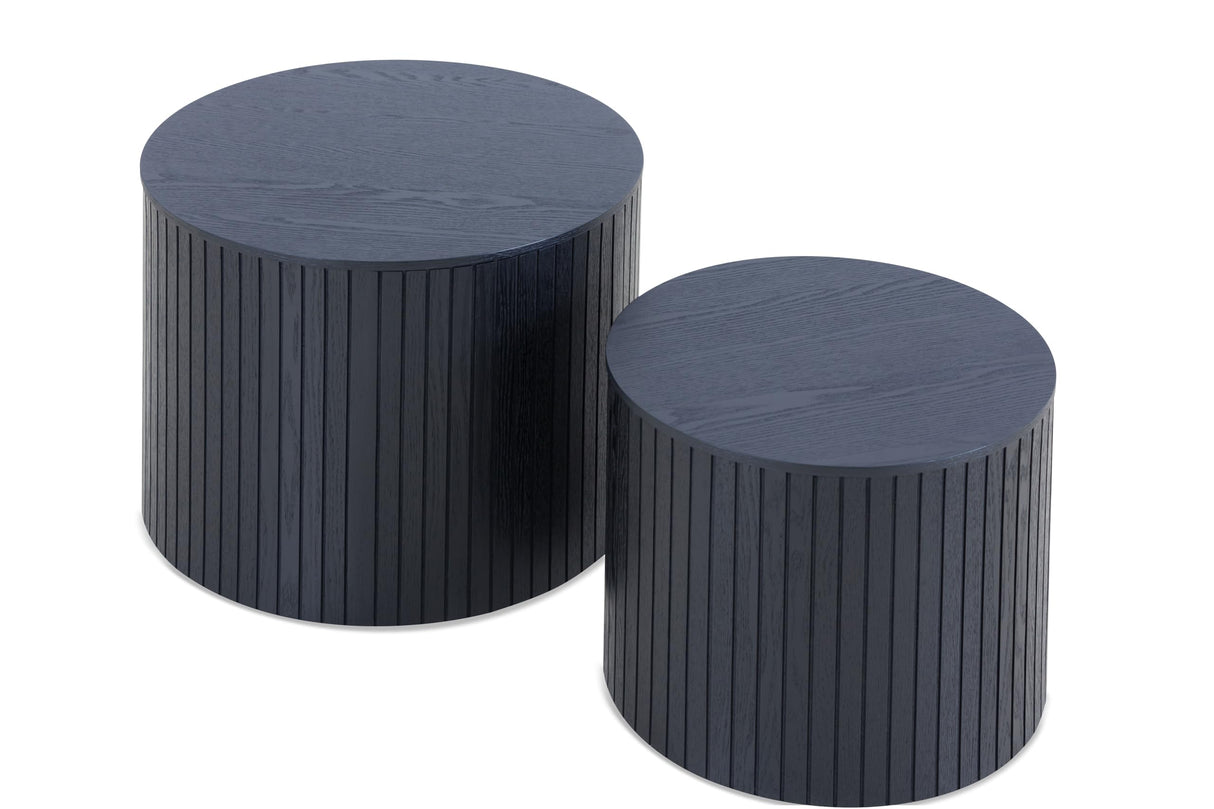 19.17'' Black Round Coffee Table with Storage Nesting Coffee Table