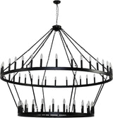 Wagon Wheel Chandelier 2 Tier 40” 22-Light, Height Adjustable Large Modern Industrial