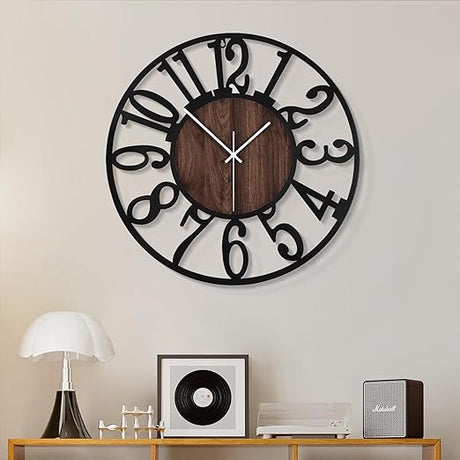 Small Wall Clock for Living Room Decor,Vintage Modern Round Silent Non Ticking