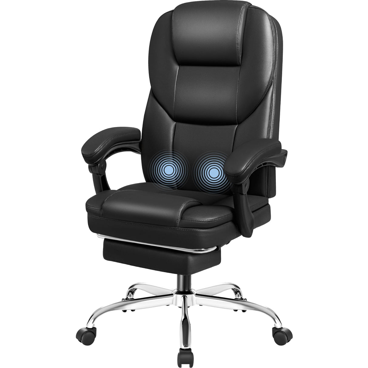 Executive Office Chair with Massage, Ergonomic Reclining High Back Leather Seats