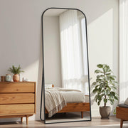 Full Length Floor Mirror with Stand 71"x28" - Rounded Top Aluminum Frame