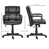 Mid Back Home Office Chair with 2-Point Lumbar Massage, USB Power, Faux Leather