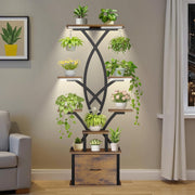 Plant Stand Indoor with Grow Lights - 65" Tall Plant Shelf with Storage Drawer