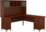 Bush SET001SG Somerset 72-Inch W L-Shaped Desk with Hutch