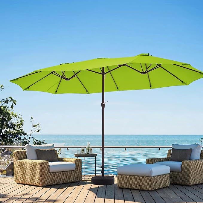 Patio Outdoor Umbrella,15FT Double Sided Large Umbrella,Including Umbrella Base