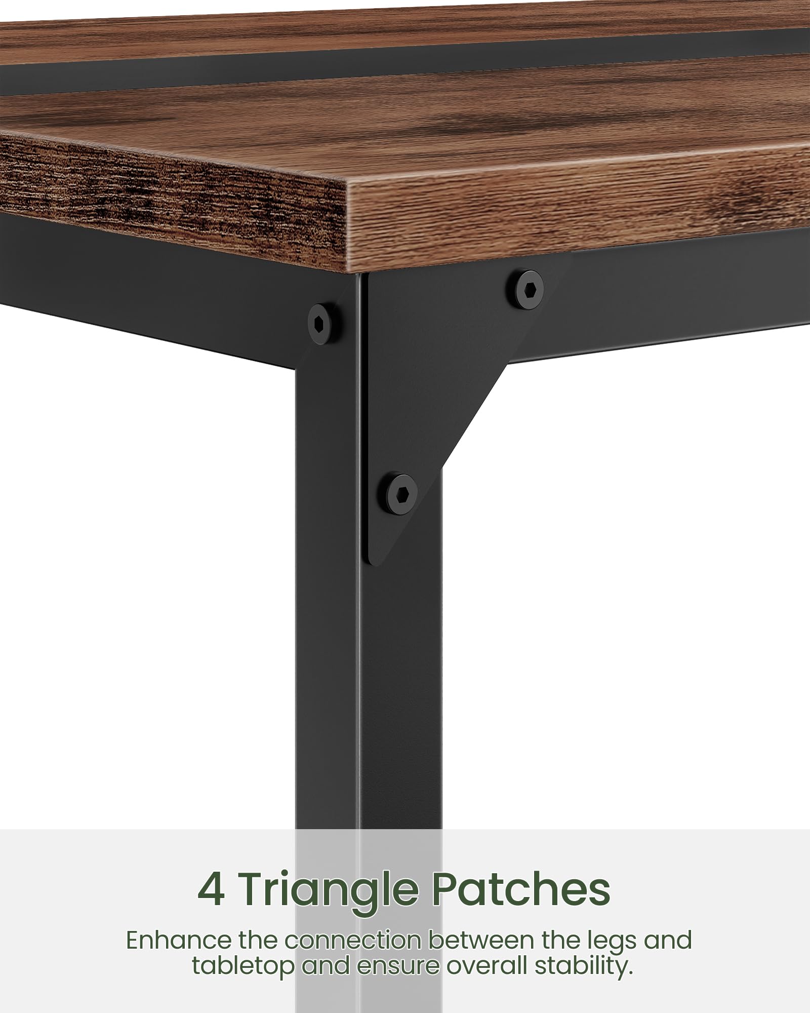 47.2" Rectangle Dining Table for 6 - Rustic Brown & Black